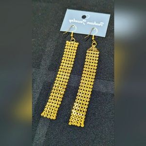 Long Gold Rectangle Earrings